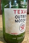 1954 Vintage Texaco Outboard Motor Oil Bottle  boats  One Pint Green Glass 9-54