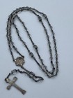 Vtg Rosary Clear Crystal Beads  Sterling Silver  Virgin Mary  Jesus Catholic 19   