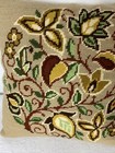 14  Pennsylvania Dutch 1970 s Gold Brown   Green Theorum Needlepoint Pillow