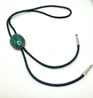 Vintage Sterling Silver Malachite Bolo Tie With Alpaca Tips 42 