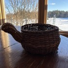 Vtg Pair Wicker Turtle Woven Baskets Planters Boho Decor Garden Farmhouse 6 X 6 