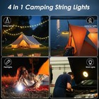 2pcs 4-in-1 Camping String Lights 8 Mode 32 8ft Rechargeable Hanging Tent Lamps