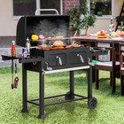 Charcoal Grill Bbq Barbecue Smoker Heavy Duty Outdoor Patio Cooker W side Tables