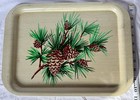 Mid-century Vintage Metal Serving Tray Pinecone Design