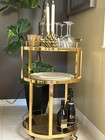 3-tier Round Bar Cart And Wine Rack   Gold On Rolling Wheels