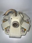 Vintage 1930s Art Deco Porcelain Ceiling Light Fixture Floral 3 Socket Antique