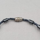 Vintage Hematite Stone Ankle Bracelet Anklet Silver Tone 10 