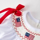 New Boutique 4th Of July Girls Embroidered Smocked Bubble Romper Jumpsuit
