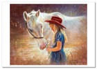 Pretty Little Girl   White Horse Kids Art New Modern Postcard