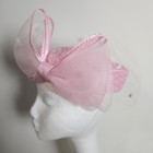 Fascinator Bow Light Pink Kentucky Derby Church Wedding Summer Weave Hat