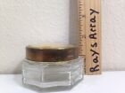 Vtg Glass Perfume Cosmetic Vanity Bottles Jars Lot Of 2 Octagonal With Brass Lid