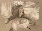 Women French Illustration Portrait Pencil On Paper Drawing Original Signed 9x12
