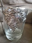 Arthur Court Ice Bucket Glass Champagne  Fruit Grapes Leaves Tongs France 6 5 