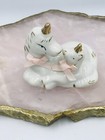 Vintage Unicorn Mother And Baby W Bows Ceramic Figurine