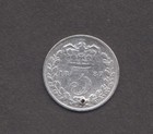 United Kingdom 1887  3 Pence  Queen Victoria  Crown  Km  730 Silver  Hole On Top
