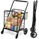 Folding Jumbo Double Basket Shopping Cart - 330lbs Capacity  Heavy Duty Utility