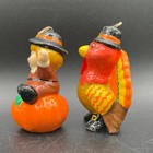 Vtg Russ Berrie Thanksgiving Candle Set Pilgrim Pumpkin Turkey 2 5  Decorative