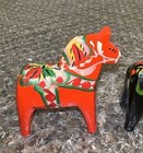 2 Vintage Swedish Dala Horses Handmade Painted Wood Folk Art Figurines Sweden