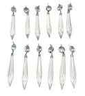 Vintage Set Of 12 Crystal Glass Chandelier Spear Prisms 3 3 4  Long Clear Hook