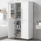 Tall Wide White Mdf Bathroom Floor Storage Cabinet Freestanding