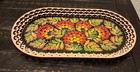 Romanian Wooden Lattice Folkart Handmade Fruit Basket Vintage Tray Euc