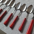 Set Of 24 Vintage Cherry Red Bakelite Stainless Flatware Knives Spoons Forks