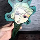 Kimberly Willcox For Silvestri Hand-painted Deco Woman Wooden Hand Mirror 10 