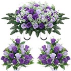 3pcs Headstone Flowers Saddle For Tombstone cemetery Flower Memorial Purple