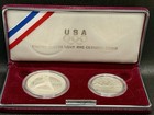 1992 Us Mint Olympic 2 Coin Set Silver Dollar   Clad Half W  Coa Athlete Letter