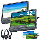 2 X 12  Screen Car Headrest Dvd Player Monitor Tv For Kids Hdmi Usb With Battery