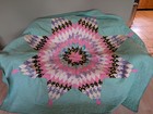 Vintage Handsewn Quilt Antique Queen Size Star Pattern Unique One Of A Kind 
