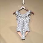 Crewcuts Girls Floral Print Ruffle Low Back One Piece Swimsuit Blue Size 14