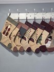 Lot Of 7 Primitive Christmas Stockings Santa Tree Snowman