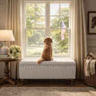 Home Decor   Upholstered Bench With Nailhead Trim   Large Ottoman With Storage F