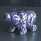Hand Carved Gemstone Crystal Blue Goldstone Bear Figurine Animal Carving Decor