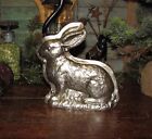 Primitive Antique Vtg Tin Style Bunny Rabbit Silver Resin Faux Chocolate Mold