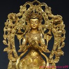 Tibet Buddhism Temple Bronze 24k Gold Gilt Tara Kwan-yin Guanyin Buddha Statue