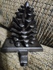 Pine Cone Stocking Holder Pair Cast Iron Rustic Mantel Decor 7x4x5in Brown Clean