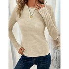2 Pack Womens Waffle Knit Tops Long Sleeve Crewneck Shirts Business Casual Blous