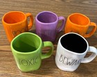 Lot Of 4  Rae Dunn Halloween Themed Orange  Black  White Mugs  boo Sold 