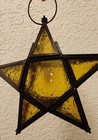 Vintage Moravian Star Hanging Light Lamp Lantern Candle Holder Metal Glass Euc 
