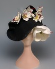 Kentucky Derby Black White Floral Ascot Fascinator  Large
