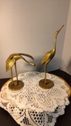 Solid Brass Leonard Heron Crane Pair 1960s  Made In Korea Vintage