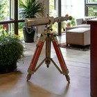 Vintage Brass Telescope With Wooden Tripod     Nautical Maritime Decor Gift