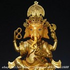 10 6  Old Tibet Bronze Gilt Ganesh Lord Ganesha Elephant God Buddha Statue
