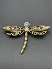 Vintage Sterling Silver Cubic Zirconia Dragonfly Brooch Pin 6 Grams A14