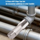 5 Piece Npt Thread Forming Taps  Pipe Taps Set  High-speed Steel Drill Bits For