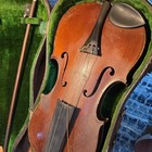 Vintage German Stradivarius Copy Violin 4 4 Flamed Maple Early1900untested Asis 