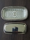 Vintage Henly Oneida Silverplate Butter Dish With Glass Insert