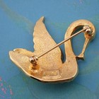 Vintage Pave Clear Rhinestone Gold Tone Swan Pin Brooch